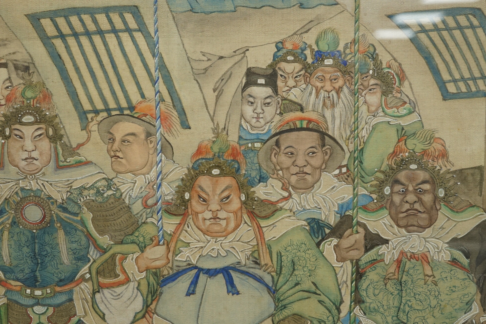 Chinese School , (late 19th century), Princes from the dominions paying homage to the Emperor, ink and watercolour on silk, calligraphic inscription, 79.5cm x 79.5cm
